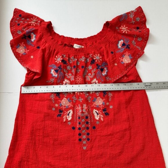 Umgee Boho Embroidered Mini Dress Coral Orange Beachy Crepe Lightweight Sz S - Picture 7 of 14